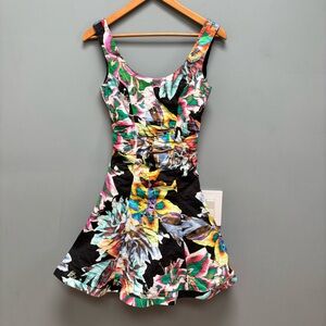Vintage Nicole Miller Collection Mini Dress Floral Tropical Print 2